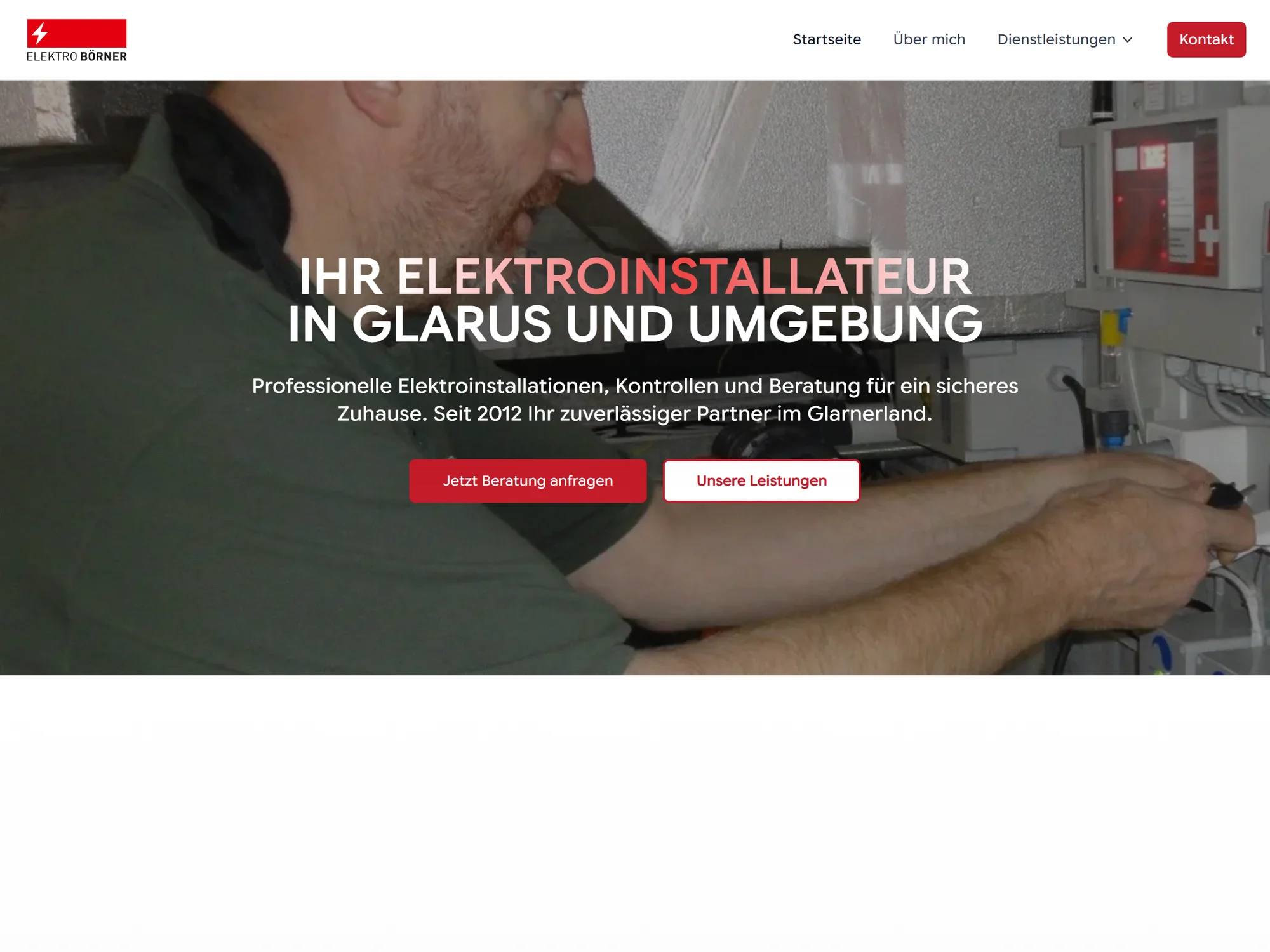 Elektroinstallateur – Website-Vorschau
