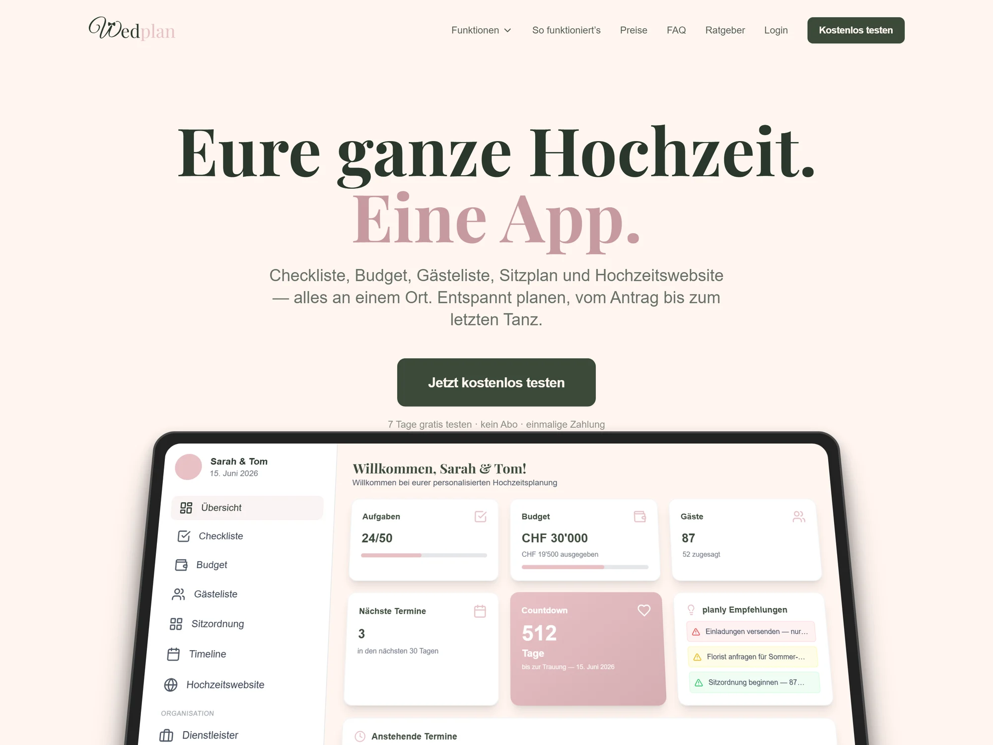 Wedplan – Website-Vorschau
